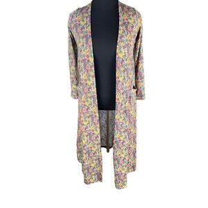 Lularoe XS Sarah cardigan multicolored yellow floral dainty flowers New